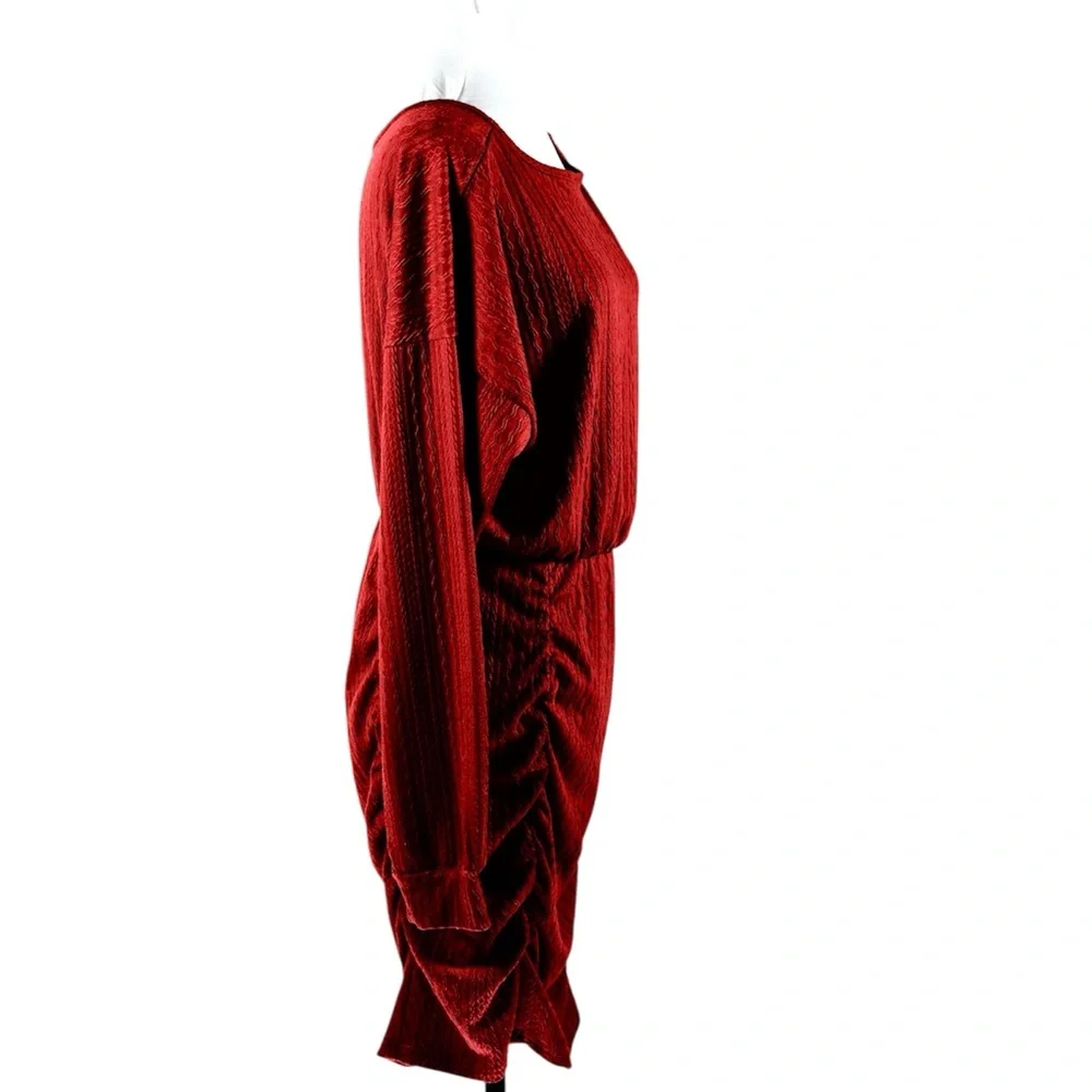 LI&QI Red Ruched Long Sleeve Bodycon Dress – Size L - Picture 7 of 15
